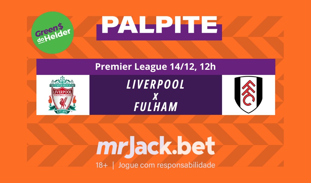 Representação gráfica com as imagens dos escudos de Liverpool x Fulham para o jogo da Premier League