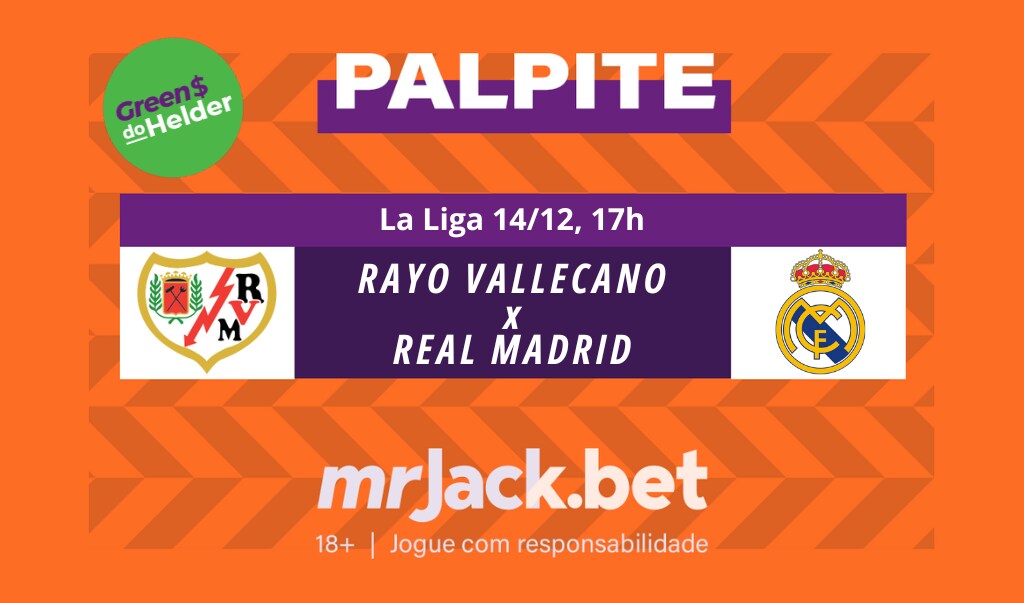 Representação gráfica com as imagens dos escudos de Rayo Vallecano x Real Madrid pela La Liga