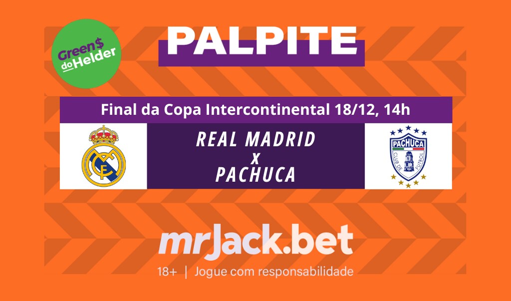 Representação gráfica com as imagens dos escudos de Real Madrid x Pachuca para o jogo da final da Copa Intercontinental