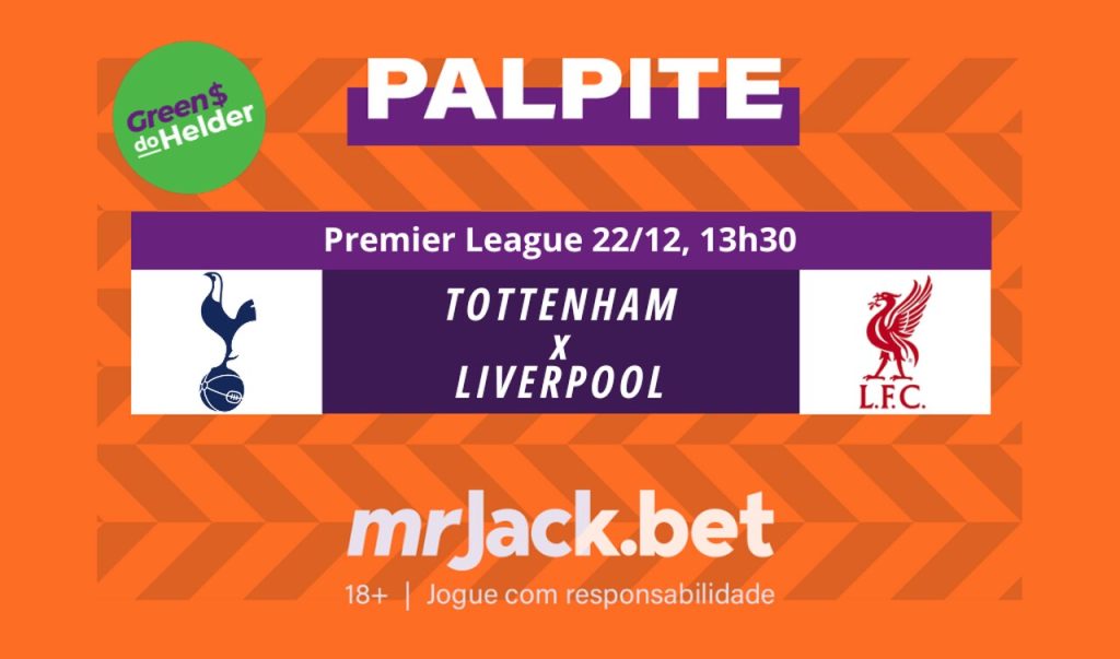 Representação gráfica com as imagens dos escudos de Tottenham x Liverpool para o jogo da Premier League